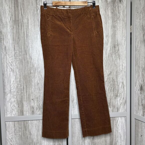 J Crew Corduroy Flare Pants Cropped Brown Color Zip Pockets Size 2 - Picture 1 of 8
